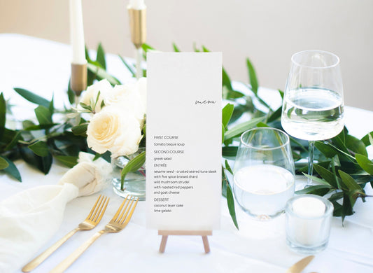 Minimalist Wedding Menu Template, Printable Wedding Menu, Instant Download, Editable with Templett - Julia MENU|PROGRAMS|TIMELINE SAVVY PAPER CO