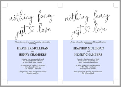 Nothing Fancy just Love Wedding Invitation Template, Editable,Printable,Calligraphy,Heart,Wedding Announcement,Elopement,we eloped - Heather ELOPEMENT SAVVY PAPER CO