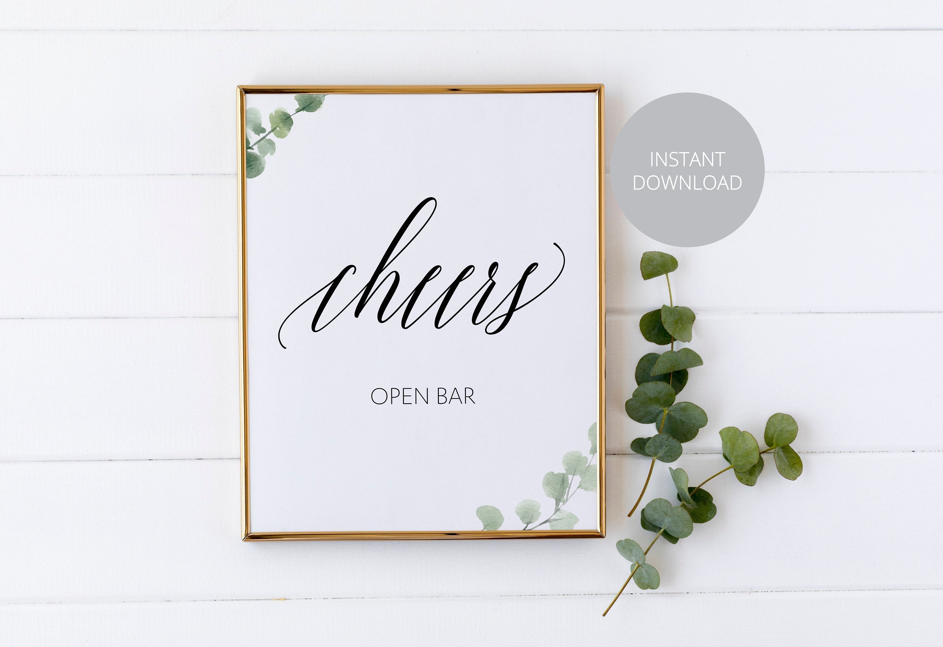 Printable Mimosa Bar sign with calligraphy font instant download