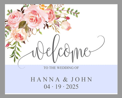 Printable Floral Blush Wedding Welcome Sign Editable Template Instant Download  -HANNA SIGNS | PHOTO BOOTH SAVVY PAPER CO