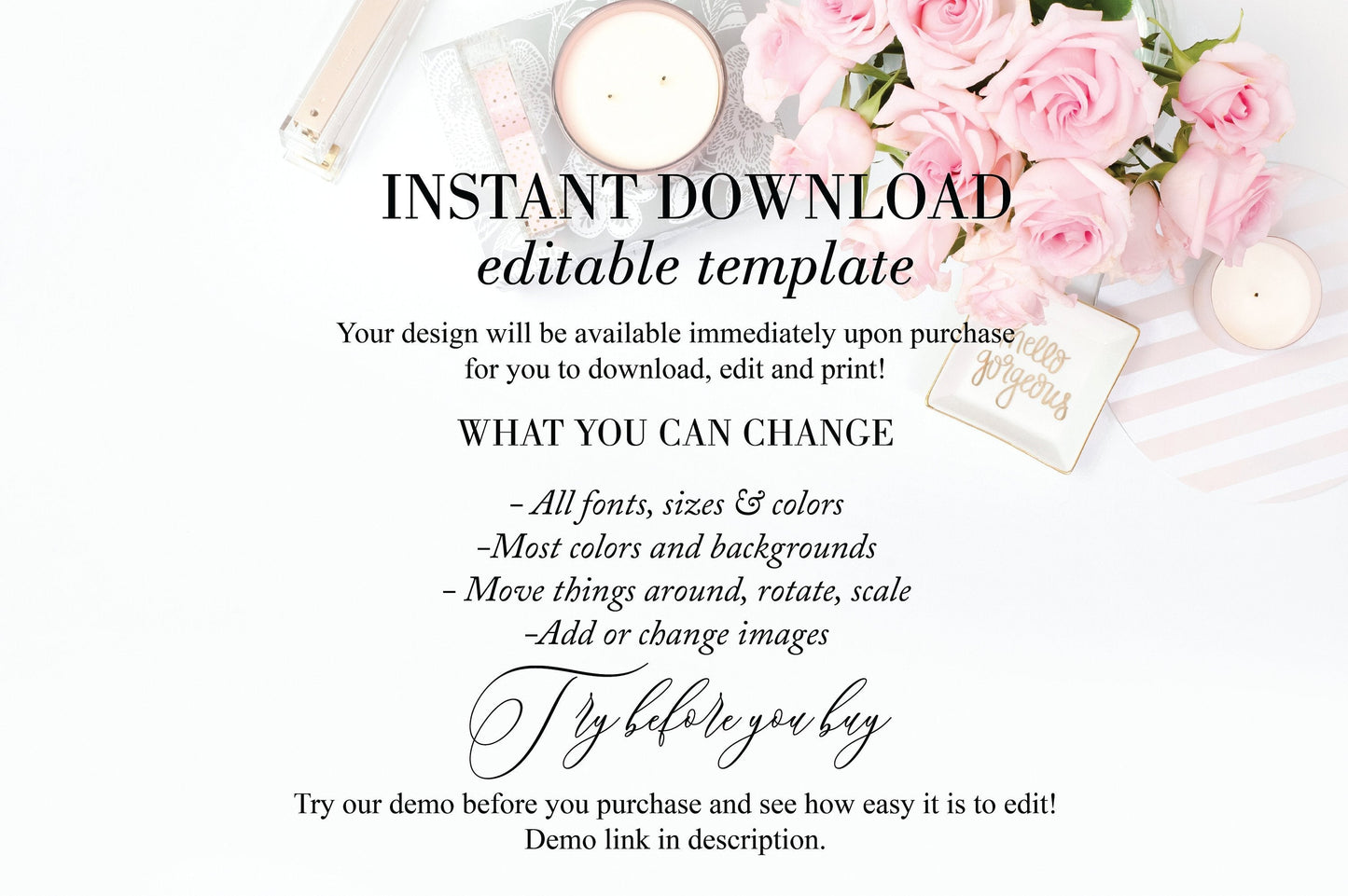 Printable Save-the-Date Template, Engagement Invite, 100% editable text, Minimal Wedding Templett  - Eileen SAVE THE DATES SAVVY PAPER CO