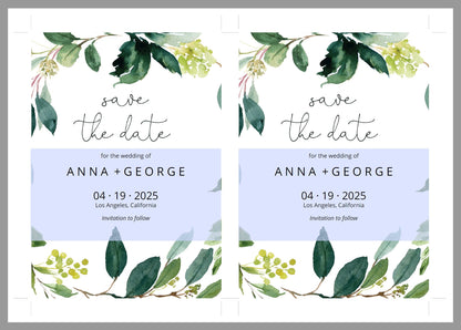 Printable Save-the-Date Template, Engagement Invite, PDF Instant Download, Greenery, Wedding Announcement, Calligraphy  - Anna SAVE THE DATES SAVVY PAPER CO