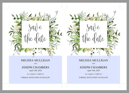 Printable Save-the-Date Template, Engagement Invite, PDF Instant Download, Greenery, Wedding Announcement - Melissa SAVE THE DATES SAVVY PAPER CO