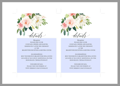 Wedding Details Card Template, Instant Download, Information Card, Wedding Info Card, Greenery Wedding,Details Template, Floral   - ELOISE RSVP & DETAILS CARDS SAVVY PAPER CO