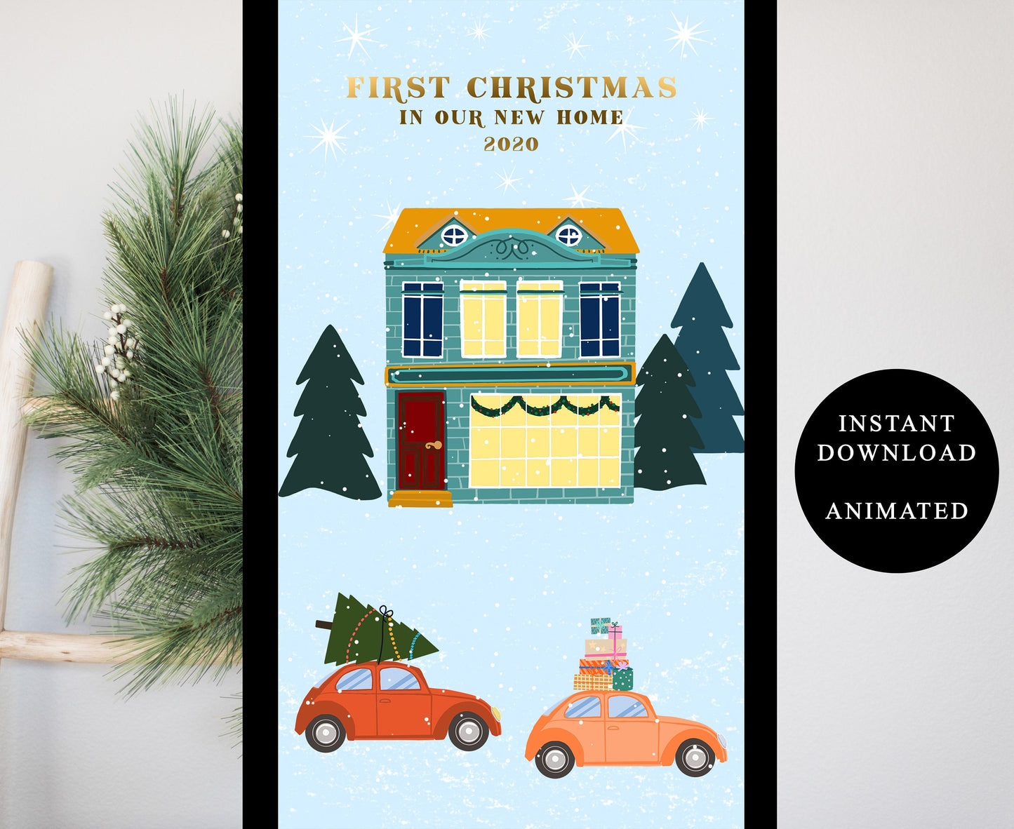 Animated Christmas Card, Holiday Card First Christmas in our New Home, Instant Download, Video Cards  SAVVY PAPER CO