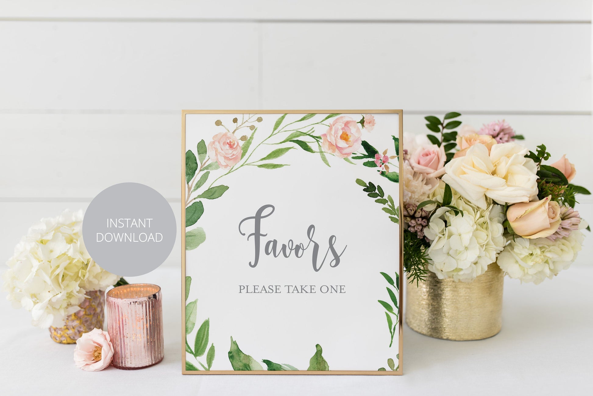 Baby Shower Favors Sign, Printable Party Favors Sign, Blush Greenery Floral 8x10 #WB2  SAVVY PAPER CO