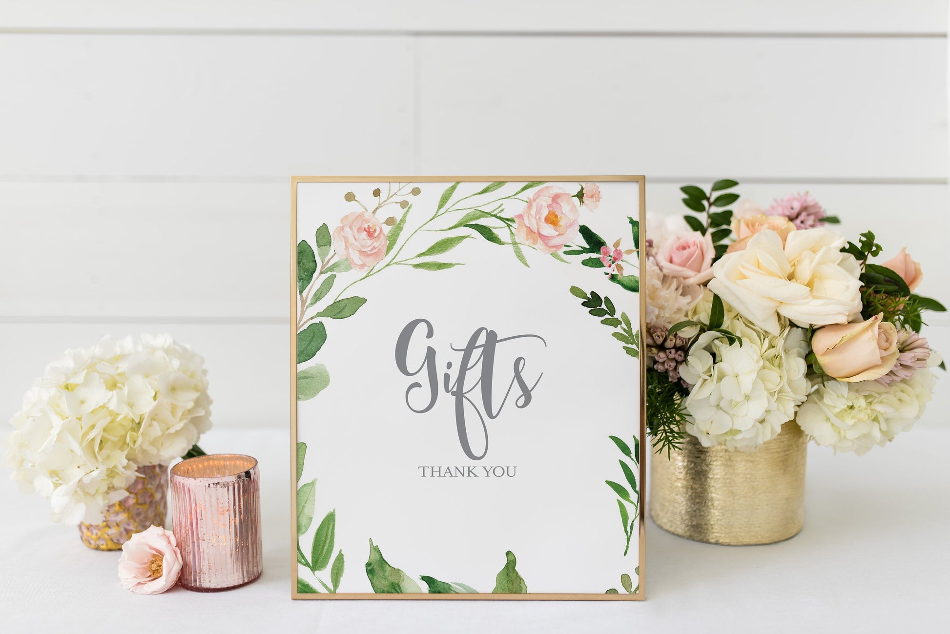 Baby Shower Gifts Sign, Printable Baby Shower Gifts Sign, Blush Greenery Floral, 8x10 #WB2  SAVVY PAPER CO