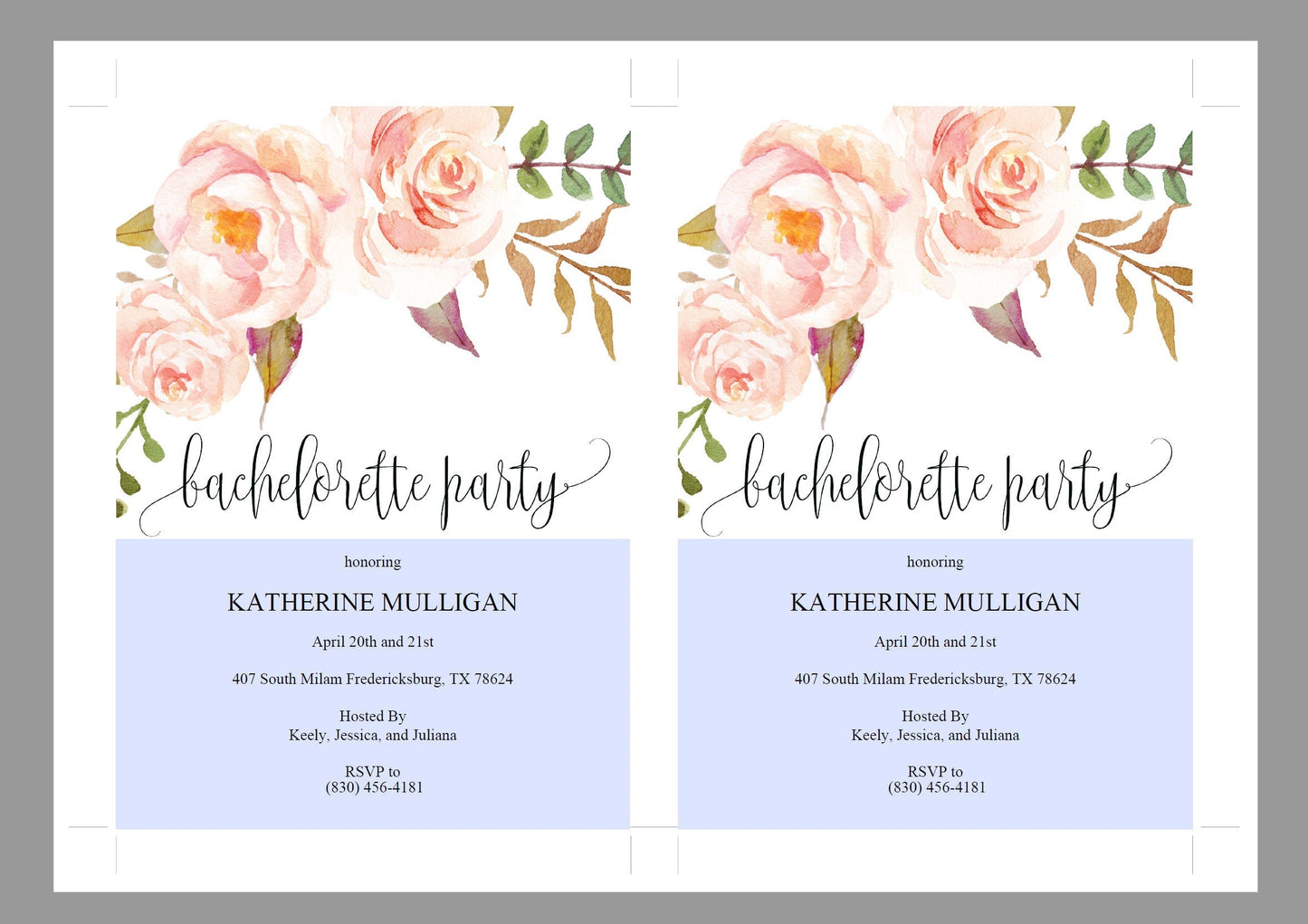 Bachelorette Party Invite, DIY Editable Instant Download Bachelorette Invites, Blush Floral Invitation Template - Katherine SHOWERS | BACHELORETTE SAVVY PAPER CO