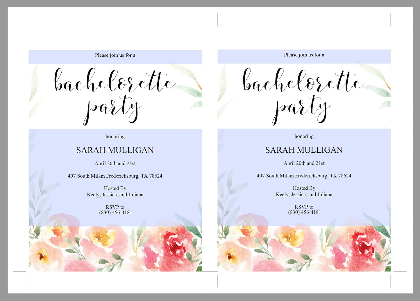 Bachelorette Party Invite, DIY Editable Instant Download Bachelorette Invites, Blush Floral Invitation Template - Sarah SHOWERS | BACHELORETTE SAVVY PAPER CO