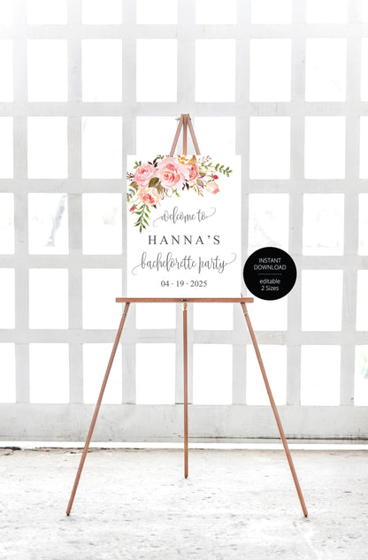 Bachelorette Party Welcome Sign, Printable Welcome Sign, Editable Sign, Instant Download, Wedding Décor -HANNA  SAVVY PAPER CO