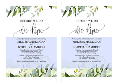 Before We Do We Dine Invitation Template, Printable Wedding Rehearsal Dinner Invitation, Greenery Wedding, Instant Download,  - Melissa REHEARSAL DINNER SAVVY PAPER CO