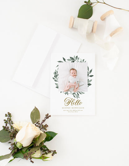 Birth Announcement Template, Instant Download, Editable Unisex Announcement Cards, Newborn Announcements - SELENA  SAVVY PAPER CO