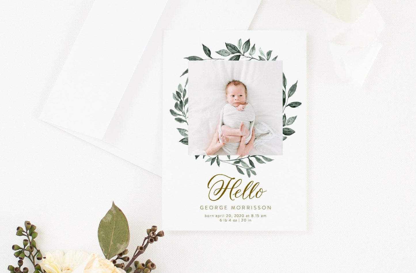Birth Announcement Template, Instant Download, Editable Unisex Announcement Cards, Newborn Announcements - SELENA  SAVVY PAPER CO