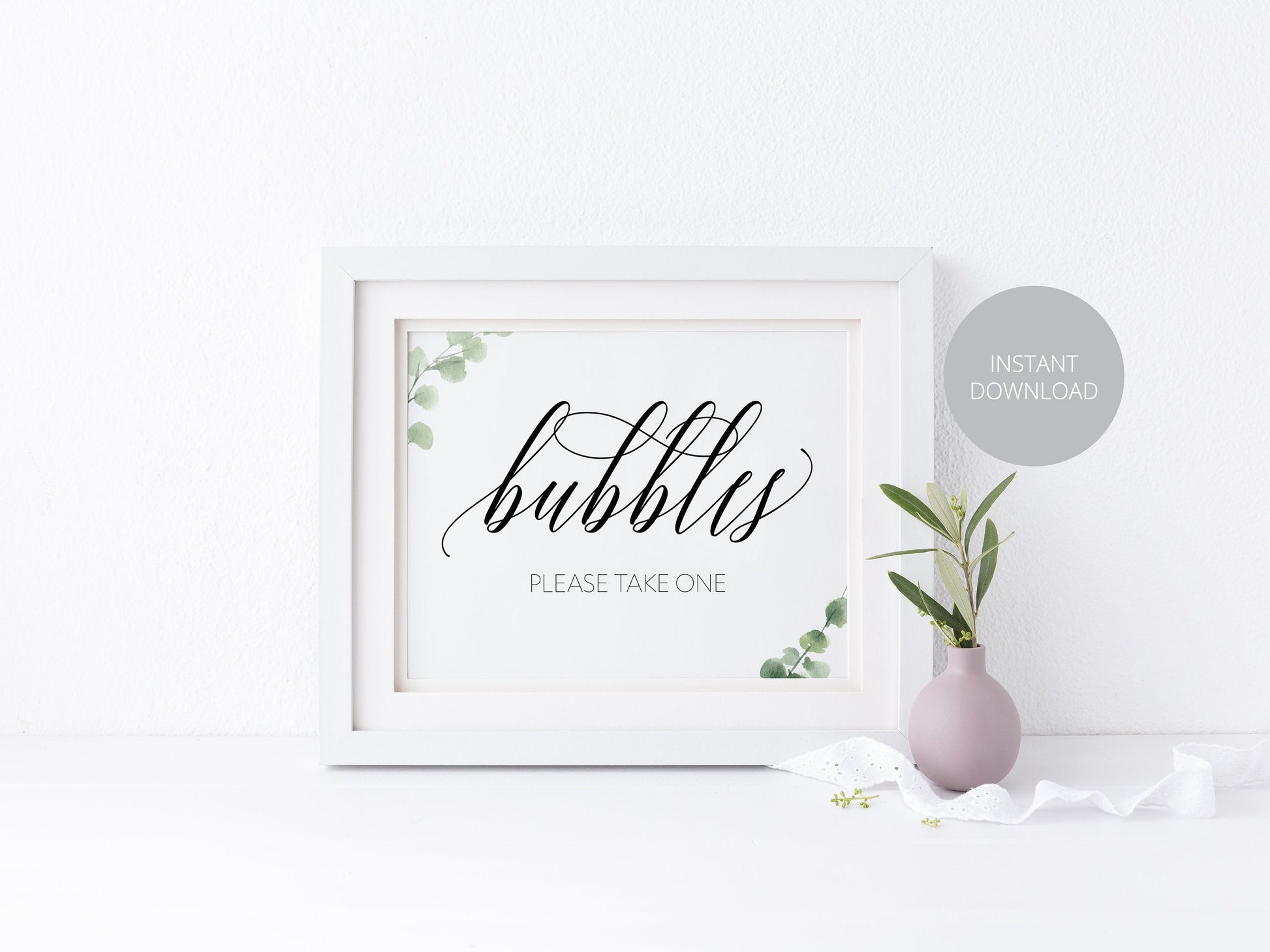 Blow Bubbles Sign, Wedding Send Off, Rustic Wedding, Greenery Wedding, Bubbles, Instant Download, Wedding Decor, Please Take One SIGNS | PHOTO BOOTH SAVVY PAPER CO
