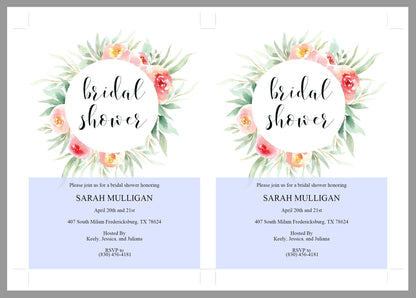 Blush Floral Bridal Shower Invitation Instant Download Printable Editable Template DIY Bridal Shower Invite - Sarah SHOWERS | BACHELORETTE SAVVY PAPER CO