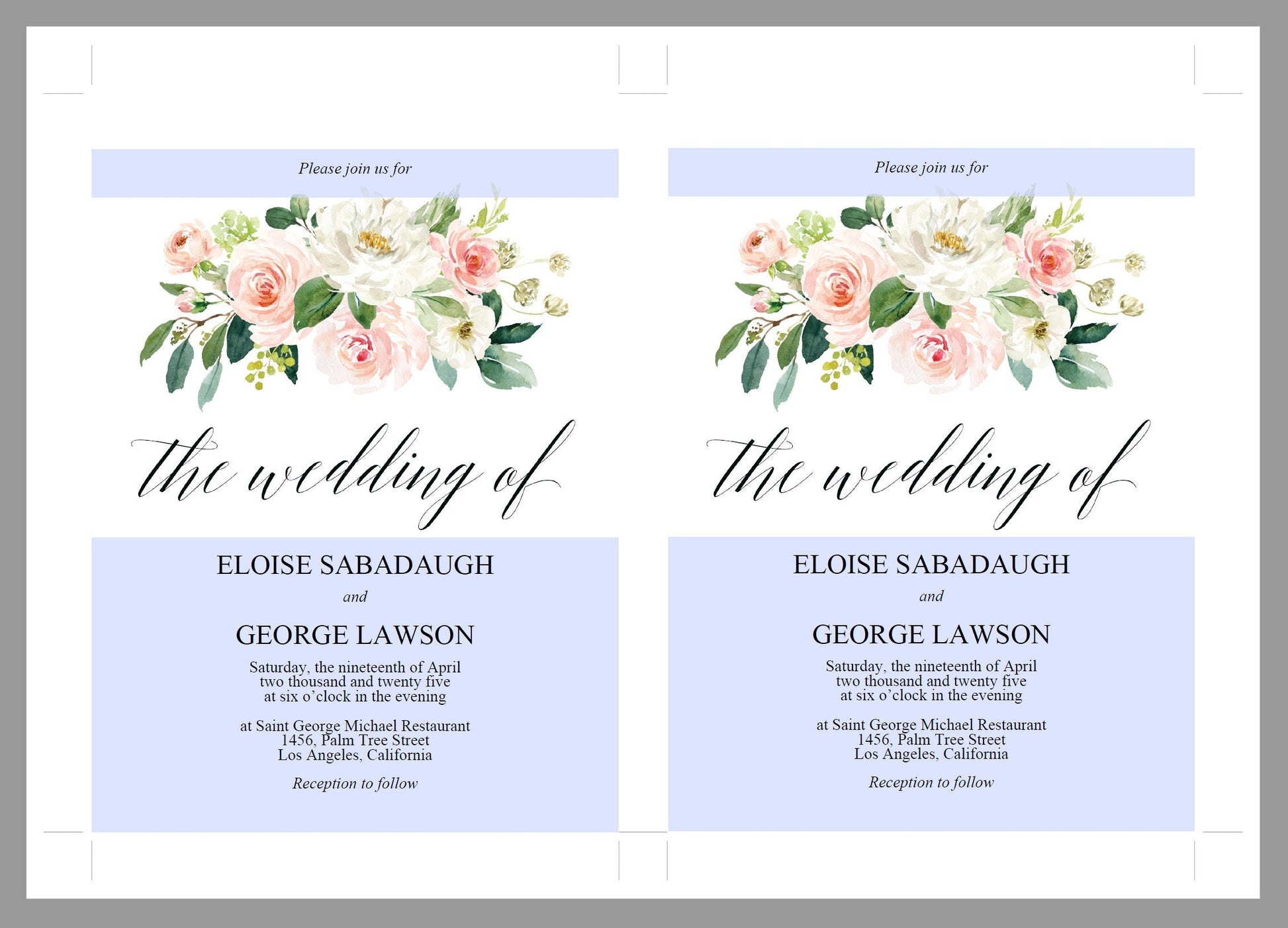 Blush Greenery Floral Wedding Invitation Editable Template, Printable DIY Instant Download Invites, Digital Download Invitations-Eloise WEDDING INVITATIONS SAVVY PAPER CO