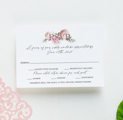 Blush Wedding Invitation Set laser cut rose gold elegant wedding invitation Floral Wedding Invites  [ ]