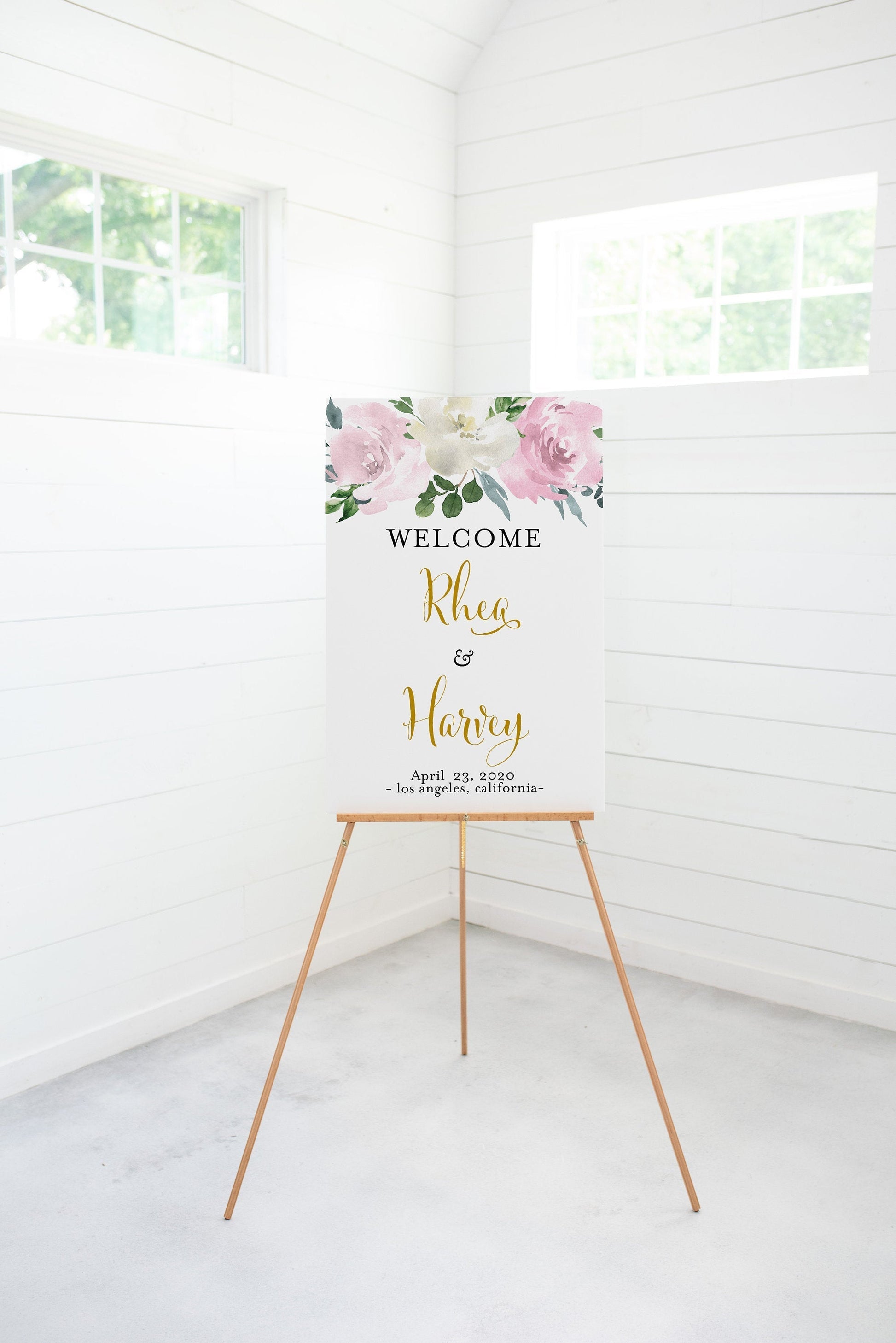 Blush Wedding Printable Welcome Sign Editable Template Instant Download Dusty Blue - Rhea SIGNS | PHOTO BOOTH SAVVY PAPER CO