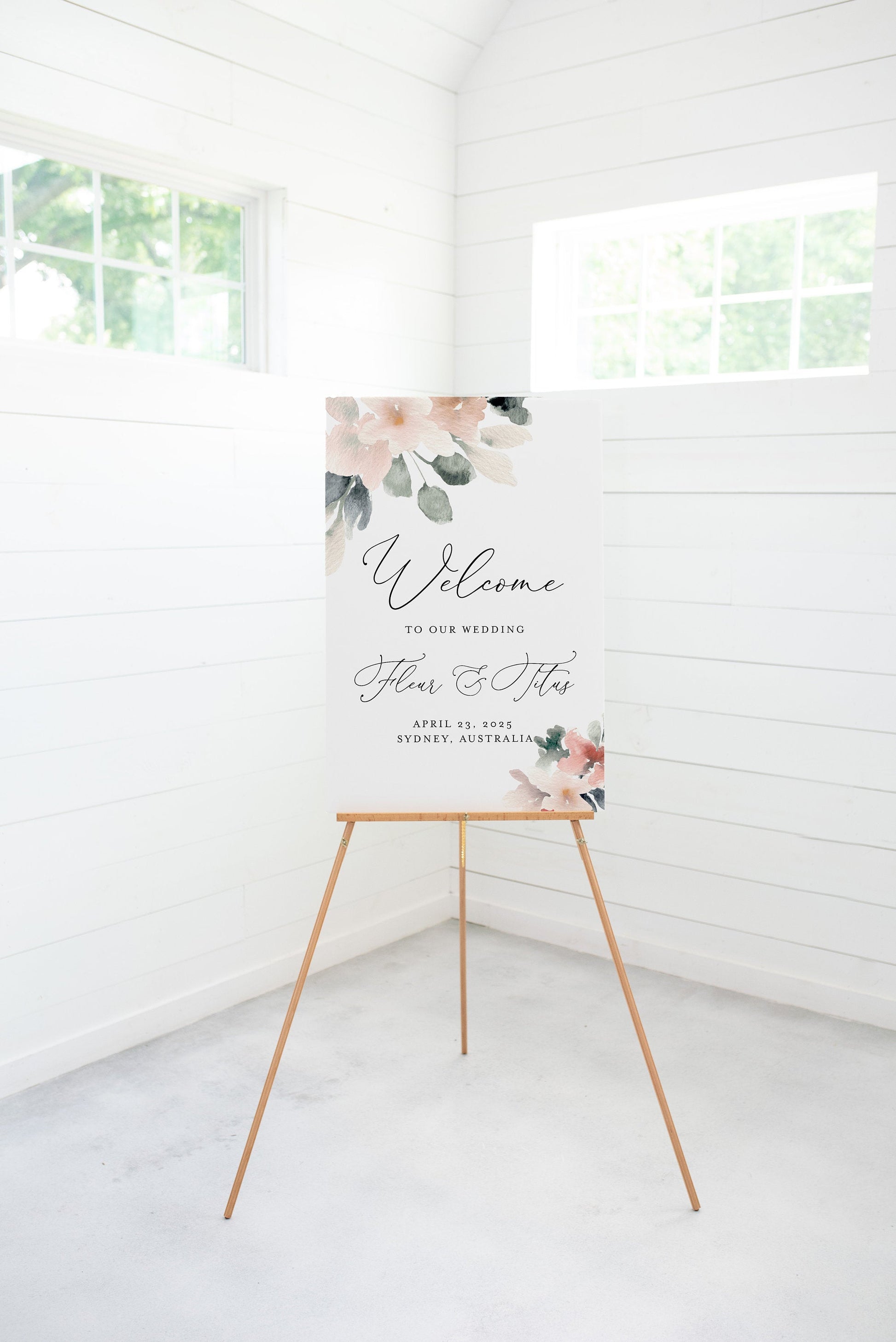 Blush Wedding Printable Welcome Sign Editable Template, Instant Download  - Fleur SIGNS | PHOTO BOOTH SAVVY PAPER CO