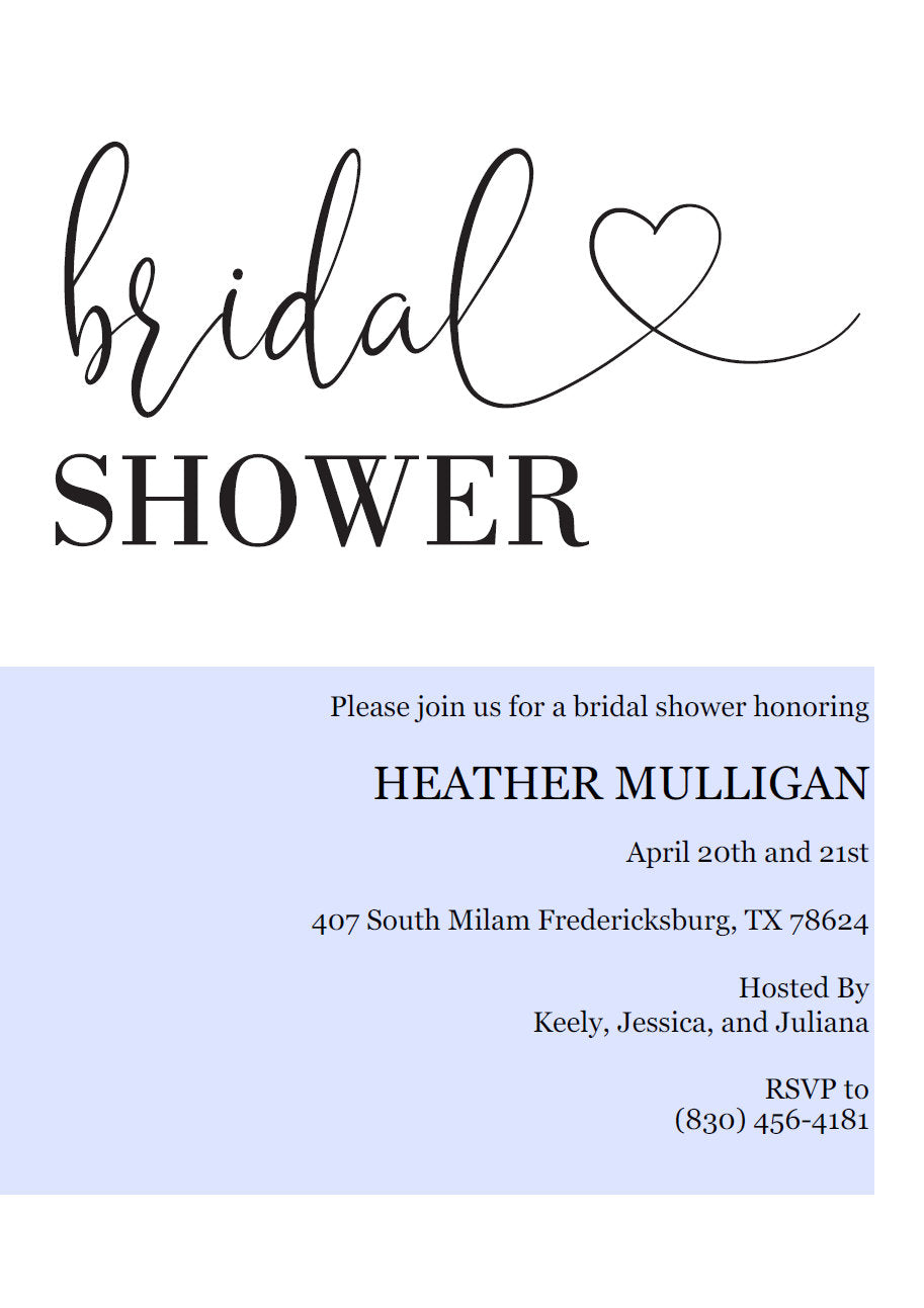 Bridal Shower Invitation Instant Download Printable Editable Template DIY Bridal Shower Invite - Heather SHOWERS | BACHELORETTE SAVVY PAPER CO
