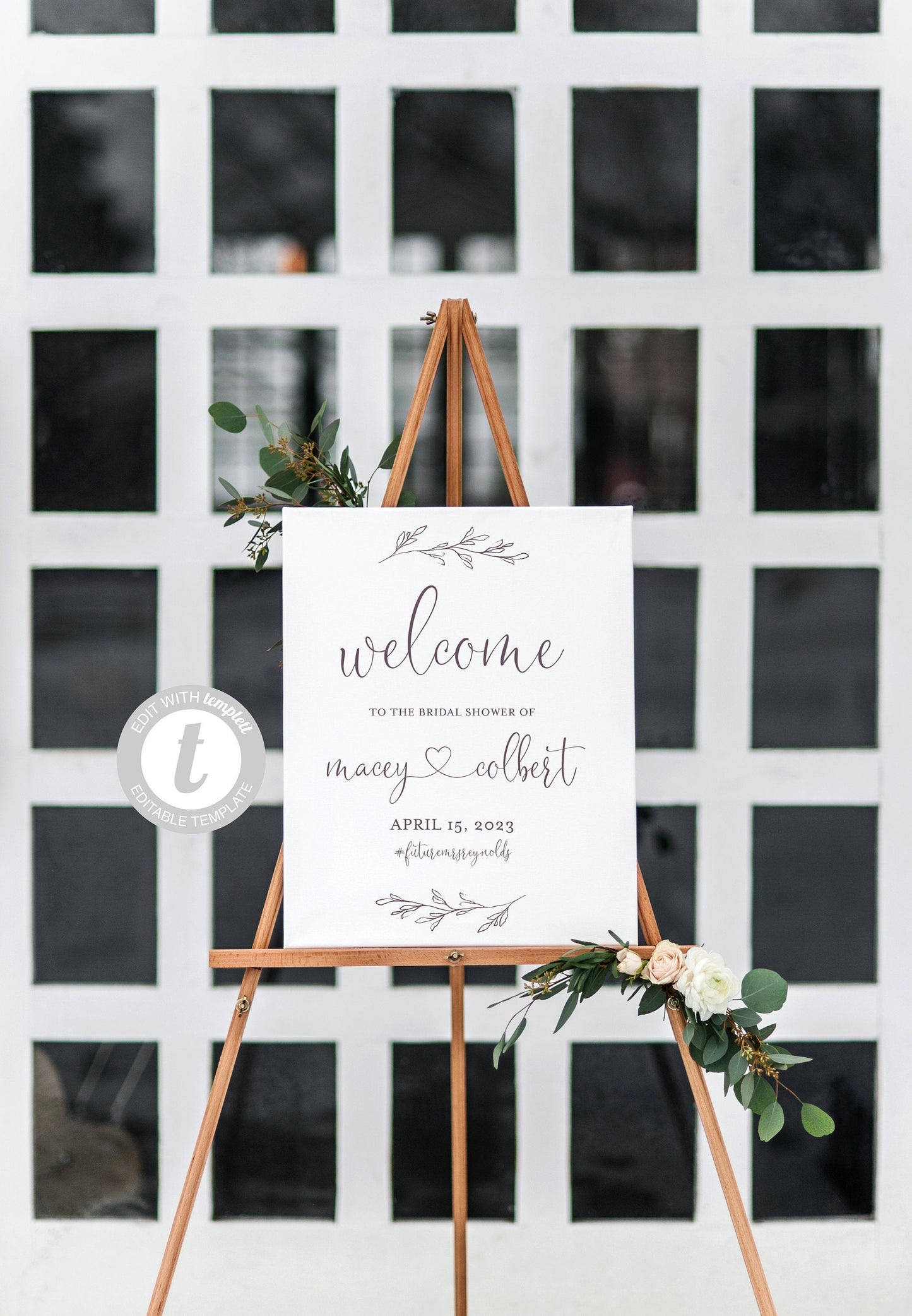 Bridal Shower Welcome Sign Printable Template Editable Instant Download Wedding Décor Heart - Macey SHOWER/BACH SIGNS SAVVY PAPER CO