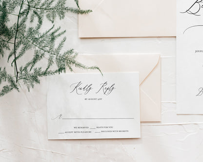 Calligraphy Wedding Invitation, Elegant Wedding Invite, Printed Wedding Invitation Set  [ ]
