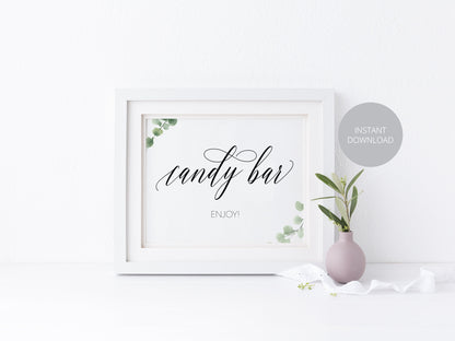 Candy Bar Sign, Candy Buffet Sign, Reception Sign, Candy Bar, Instant Download, Wedding Decor, Wedding Printable, Greenery, Rustic Wedding SIGNS | PHOTO BOOTH SAVVY PAPER CO