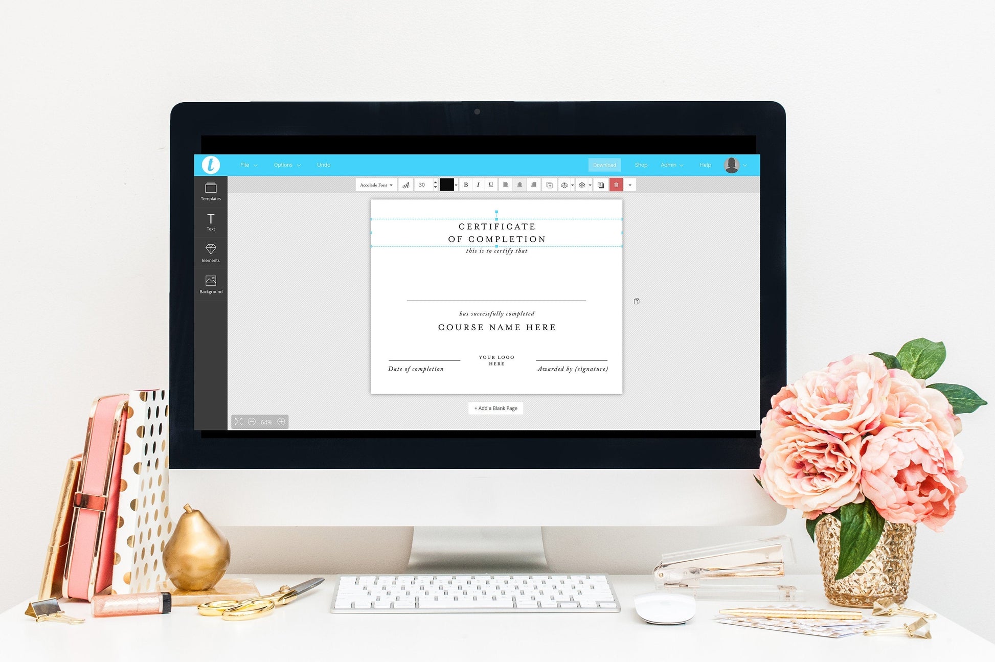 Certificate of Completion, business certificate, Classes Template, Course Certificate, Simple, Printable, Instant Download  SAVVY PAPER CO