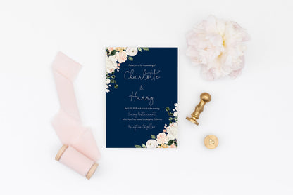 Change Background  Floral Wedding Invitation Template Instant Download Templett Printable Wedding Editable - Charlotte WEDDING INVITATIONS SAVVY PAPER CO