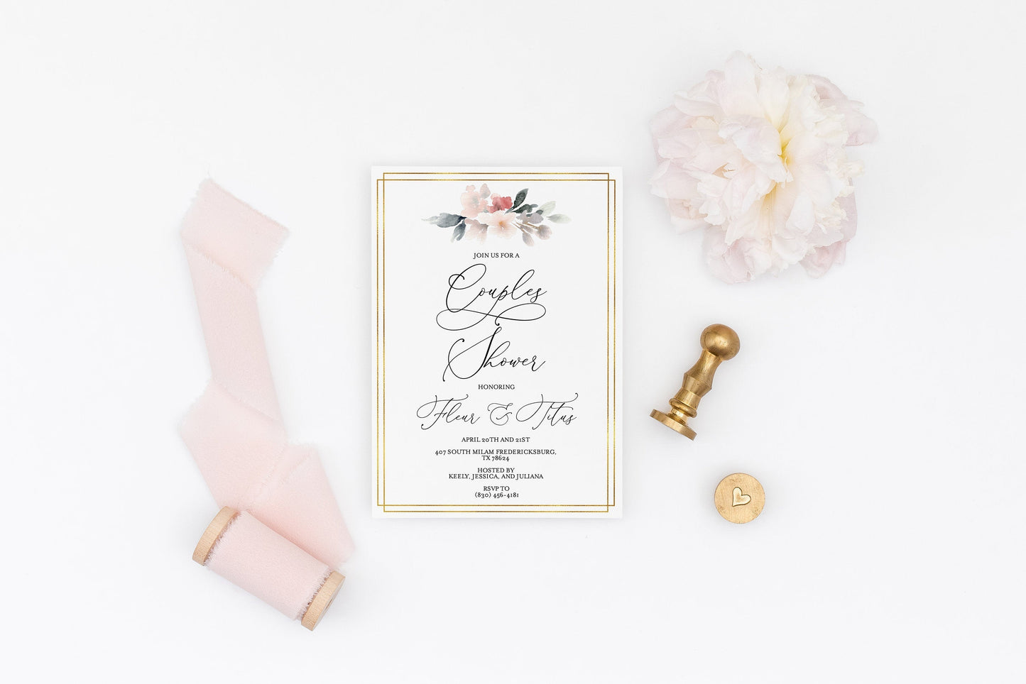 Couples Shower Invite Template Templett Shower Printable Invitation Instant Download Bridal Shower- Fleur SHOWERS | BACHELORETTE SAVVY PAPER CO