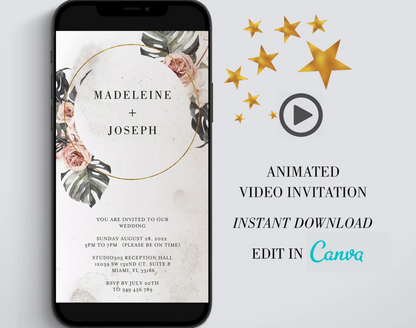 Digital Electronic Text Message, Custom Wedding Invite, Personalized Video Evite, Wedding Video Invitation, Wedding Animated Card  SAVVY PAPER CO