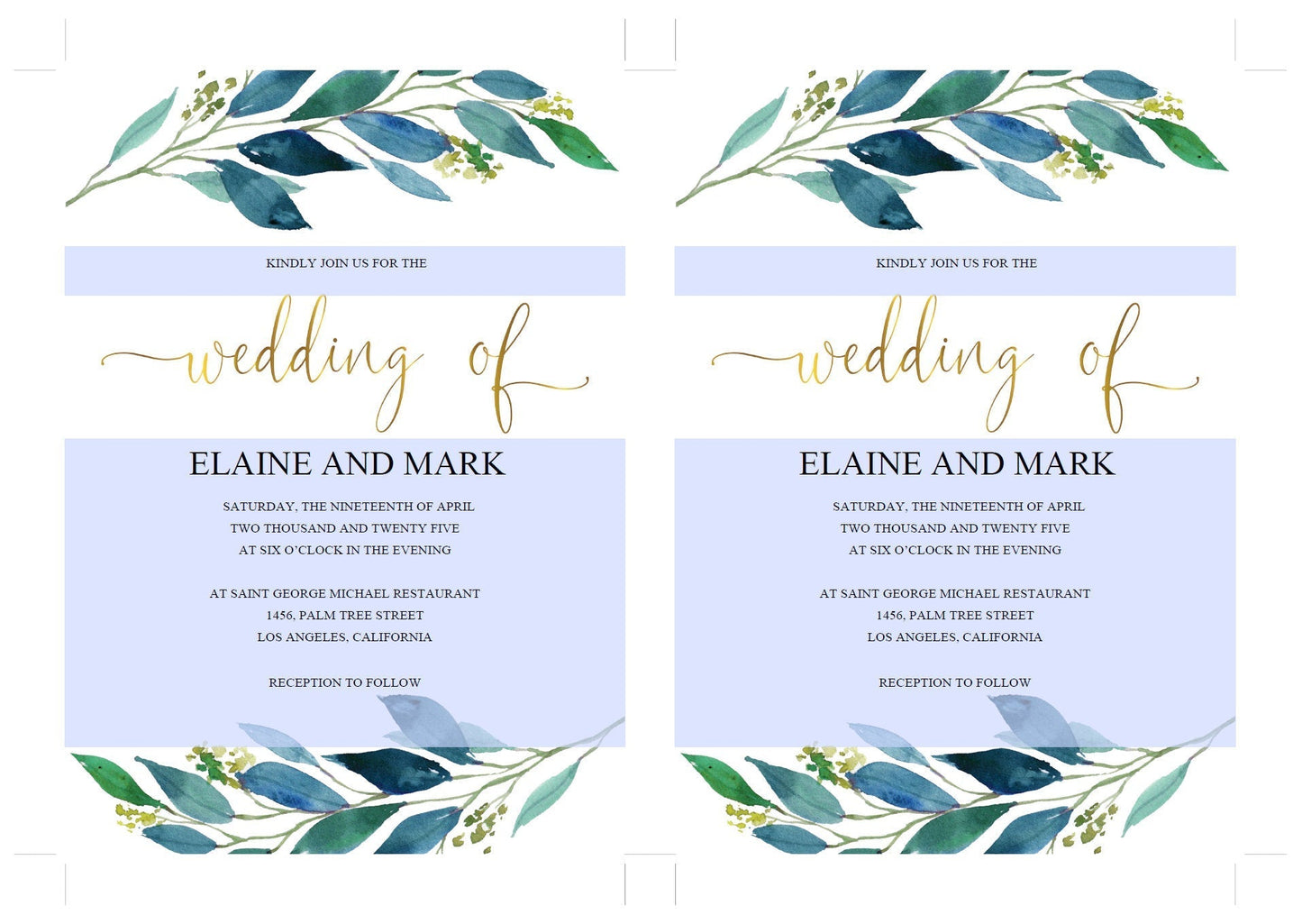 Dusty Blue Wedding Invitation Editable Template, Printable DIY Instant Download Invites, Digital Download Invitations 100% Editable- Elaine WEDDING INVITATIONS SAVVY PAPER CO