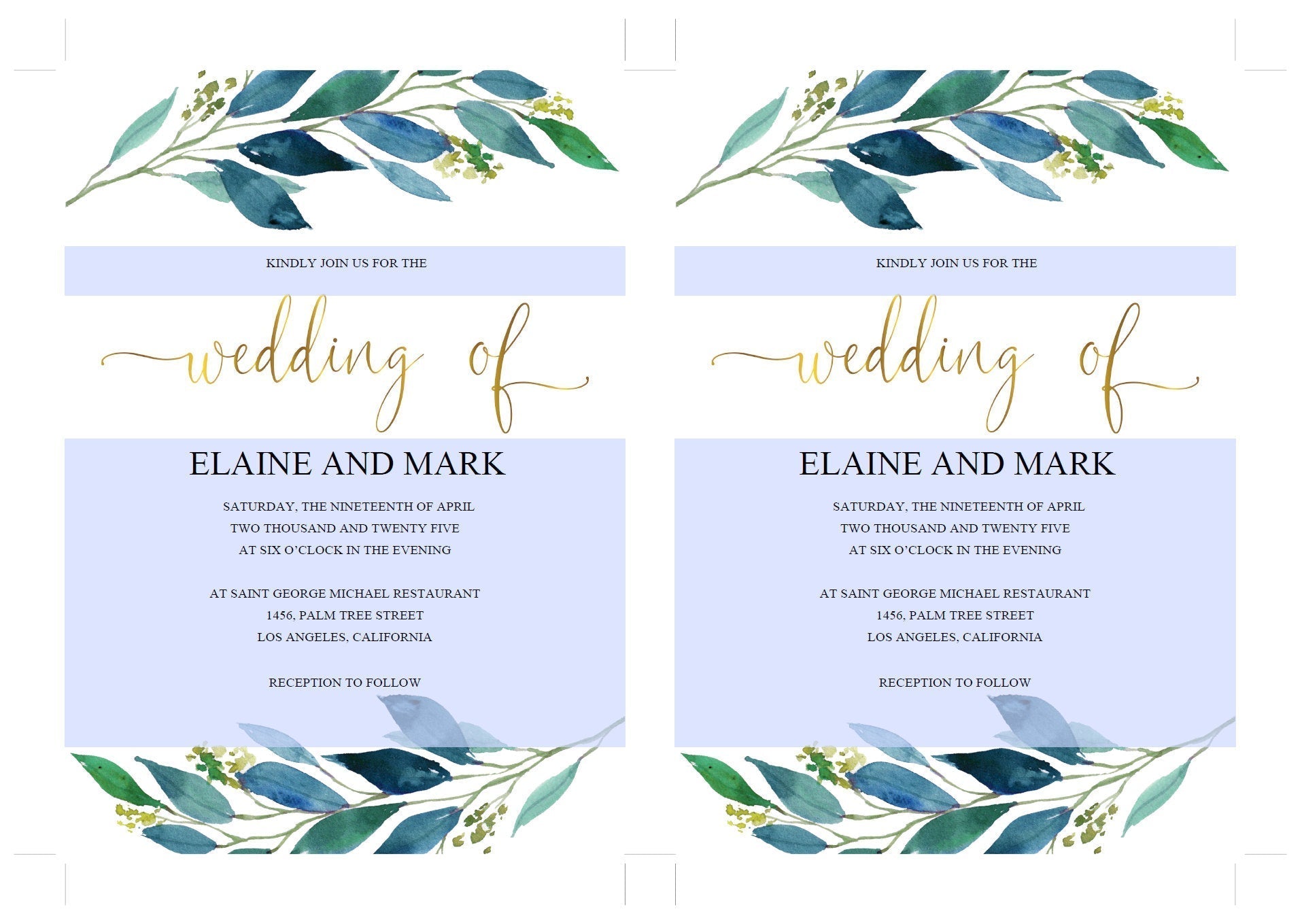 Dusty Blue Wedding Invitation Editable Template, Printable DIY Wedding Invitation, Instant Download Invitations 100% Editable- Elaine  SAVVY PAPER CO