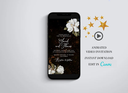 Edit in Canva Wedding Invitation Video, Magnolia Animated Invitation, Digital Invitation, Wedding Video Invite  SAVVY PAPER CO