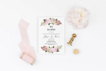 Elopement Wedding Invitation Template, Editable Printable Blush Wedding Announcement We Tied the Knot Invite 100% editable  - Harper ELOPEMENT SAVVY PAPER CO