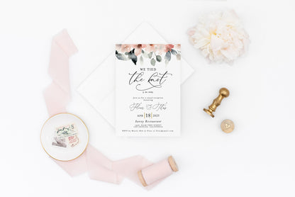 Elopement Wedding Invitation Template, Editable,Printable, Greenery, Wedding Announcement, We Tied the Knot Invite 100% editable  - Fleur ELOPEMENT SAVVY PAPER CO