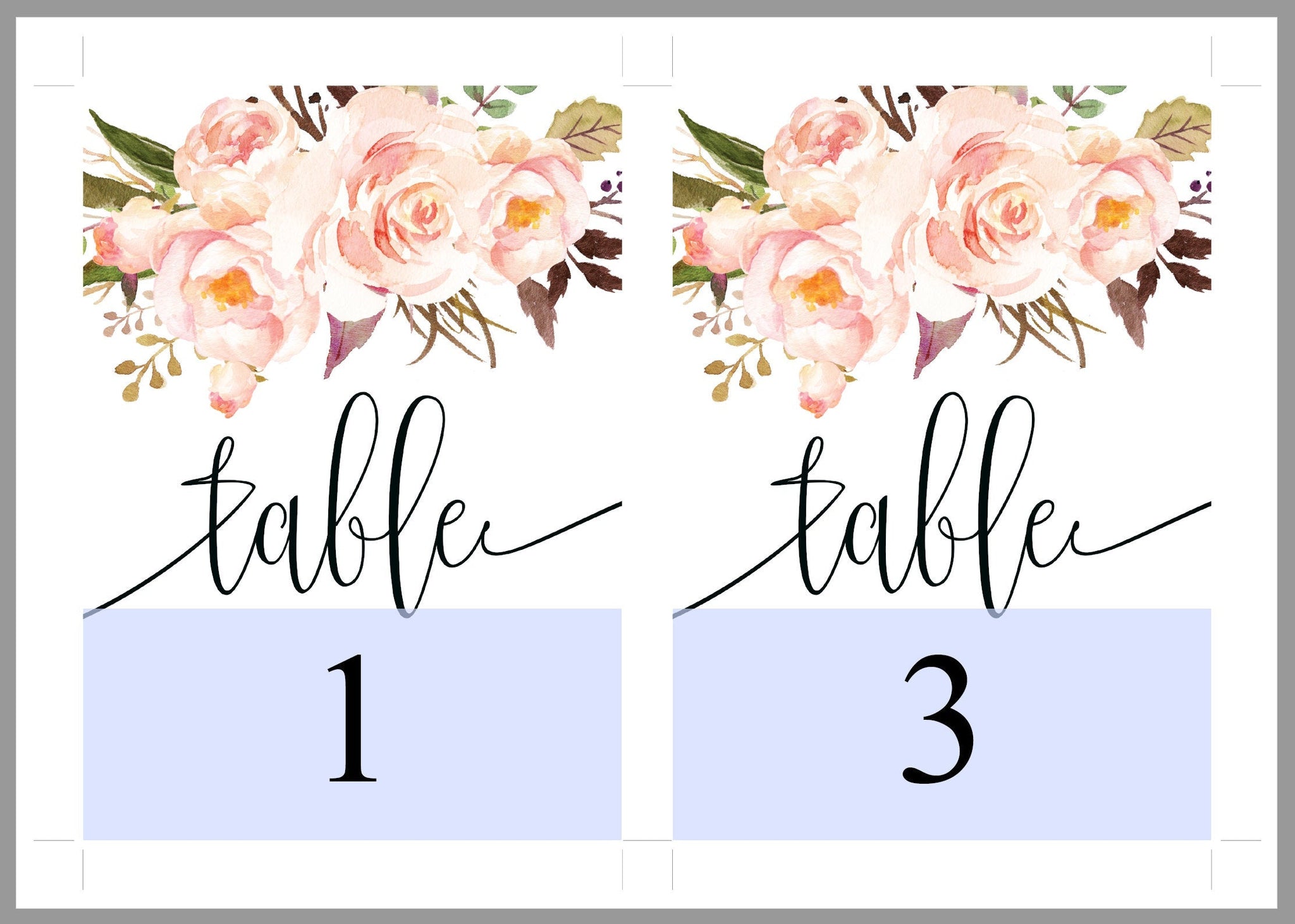 FREEBIE Floral Wedding Table Number, Wedding Table Printable, Numbers ...