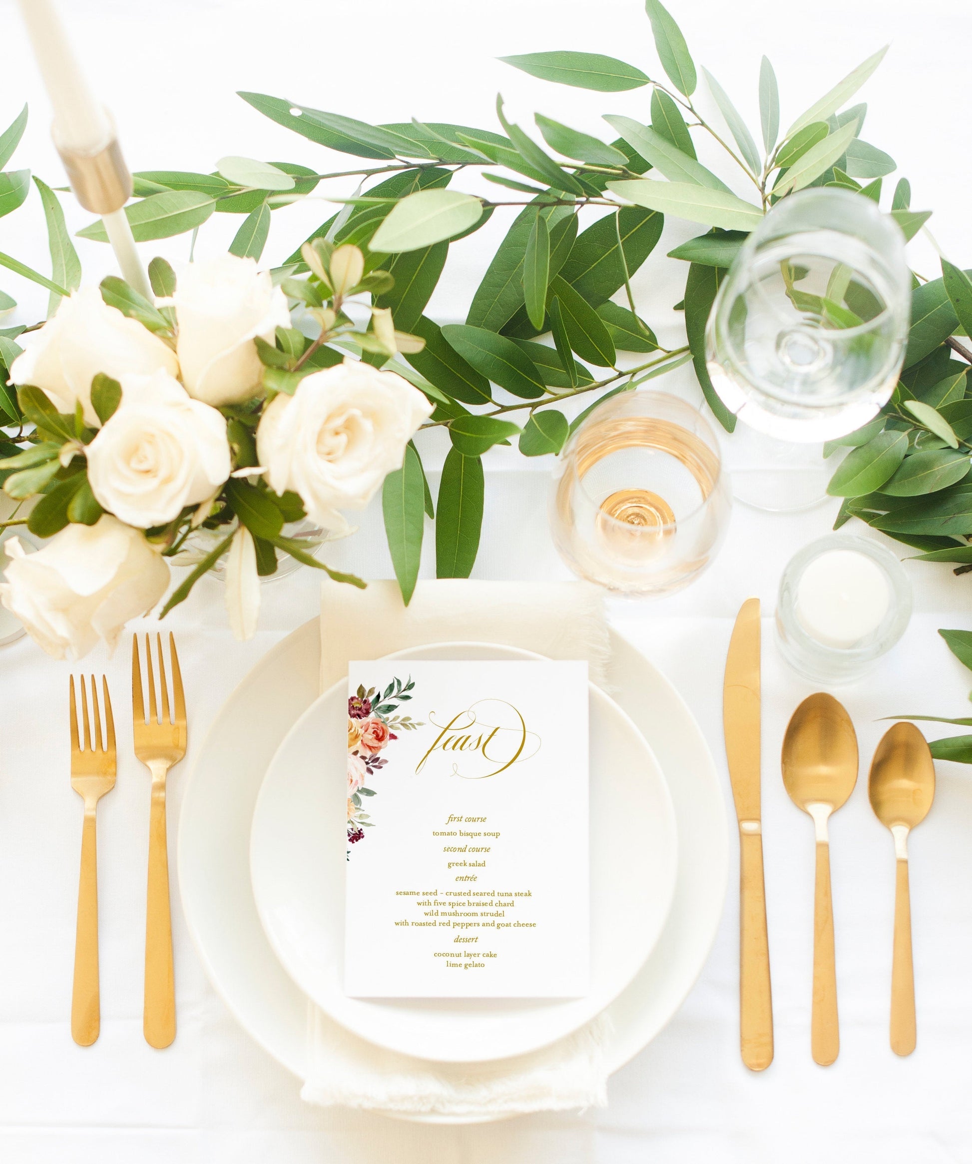 Fall Wedding Menu Printable Template, Editable Instant Download, Menu Cards, DIY Dinner Menu Floral Watercolor  - Karen MENU|PROGRAMS|TIMELINE SAVVY PAPER CO