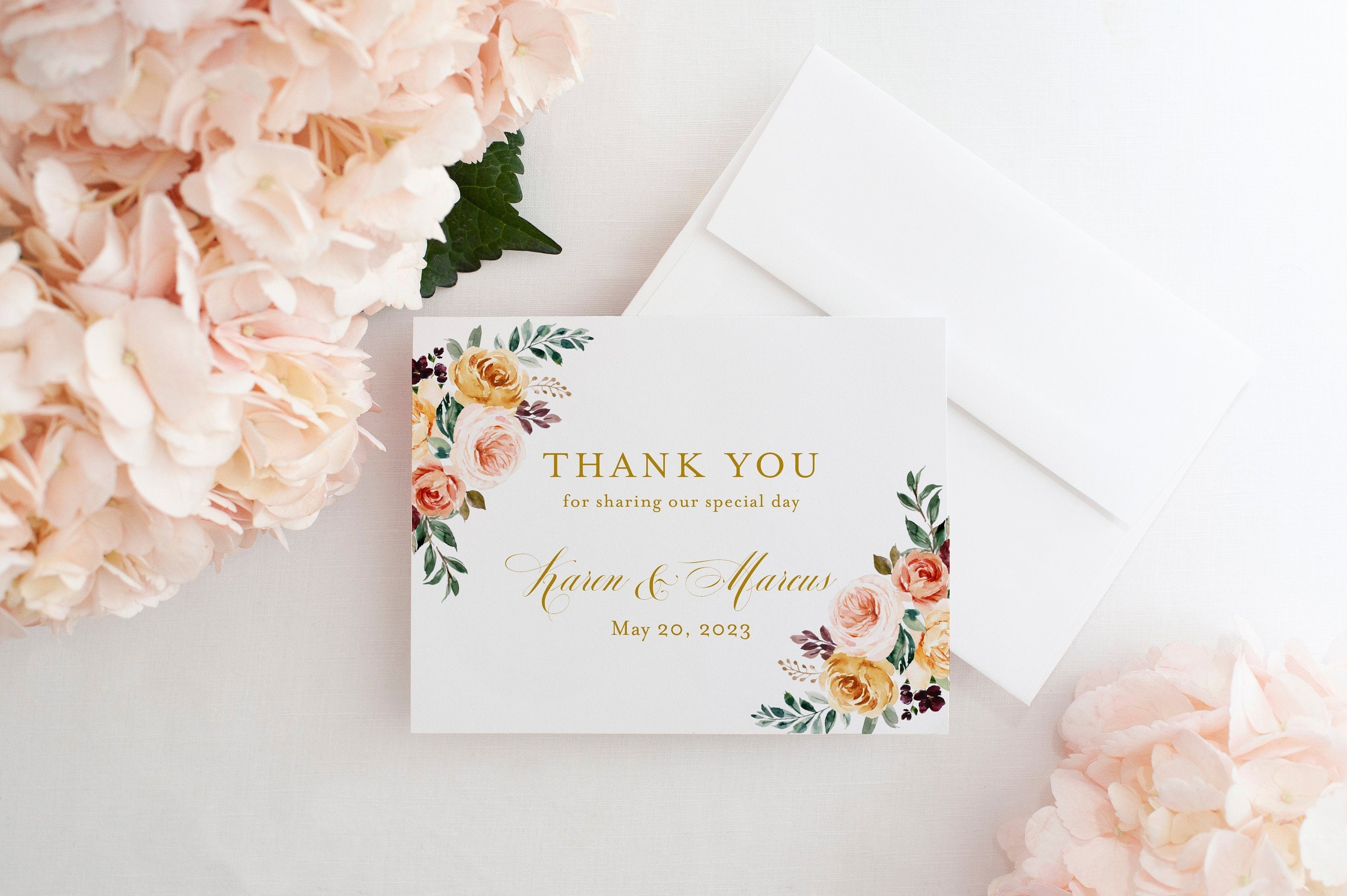 Fall Wedding Thank You Card Instant Download Thank you Cards Printable ...