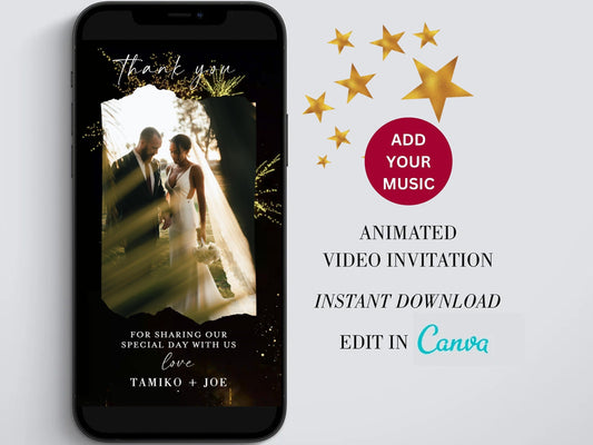 Fireworks Wedding Thank you card Video, Electronic Animated Wedding thank you, Custom Wedding card, Wedding Animated Card  SAVVY PAPER CO