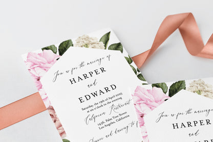 Floral Wedding Invitation Template Instant Download Templett Printable Wedding Editable - Harper WEDDING INVITATIONS SAVVY PAPER CO
