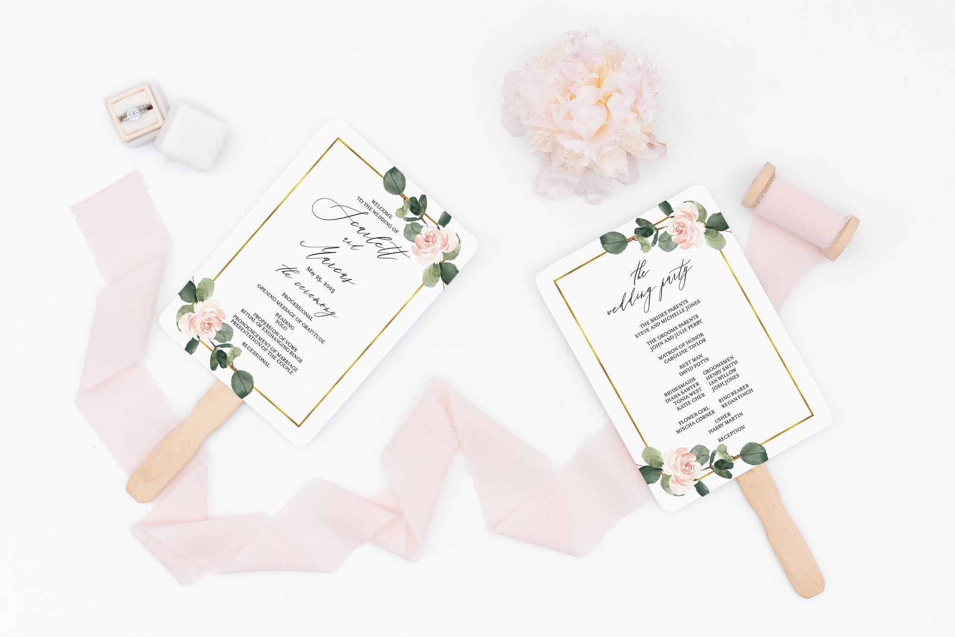 Floral Wedding Program Fan Template Printable Ceremony Programs Greenery Editable Template Instant download - Scarlett MENU|PROGRAMS|TIMELINE SAVVY PAPER CO