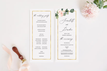 Floral Wedding Program Template Printable Ceremony Programs Editable Template Instant download Greenery - Scarlett MENU|PROGRAMS|TIMELINE SAVVY PAPER CO