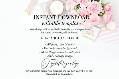 Floral Wedding Program Template Printable Ceremony Programs Editable Template Instant download - Harper MENU|PROGRAMS|TIMELINE SAVVY PAPER CO