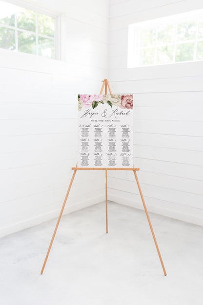 Floral Wedding Seating Chart Template Printable Seating Sign Editable Text INSTANT DOWNLOAD - Harper SEATING CHARTS | CARDS SAVVY PAPER CO