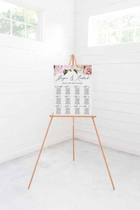 Floral Wedding Seating Chart Template Printable Seating Sign Editable Text INSTANT DOWNLOAD - Harper SEATING CHARTS | CARDS SAVVY PAPER CO