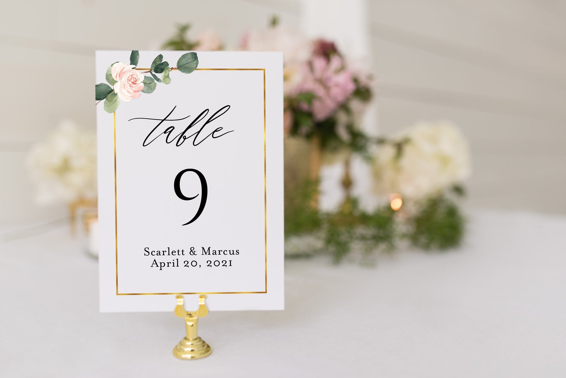 Floral Wedding Table Number Printable Numbers Printable Instant Download Templett Table Number Cards Greenery  - Scarlett TABLE NUMBERS SAVVY PAPER CO