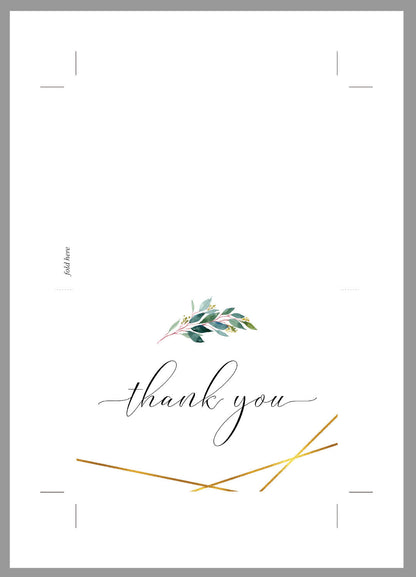 Geometric Wedding Thank You Card, Instant Download, Thank you Cards, Printable Thank You, Wedding Cards, Greenery, Gold - TARA TAGS | TY | INSERTS SAVVY PAPER CO