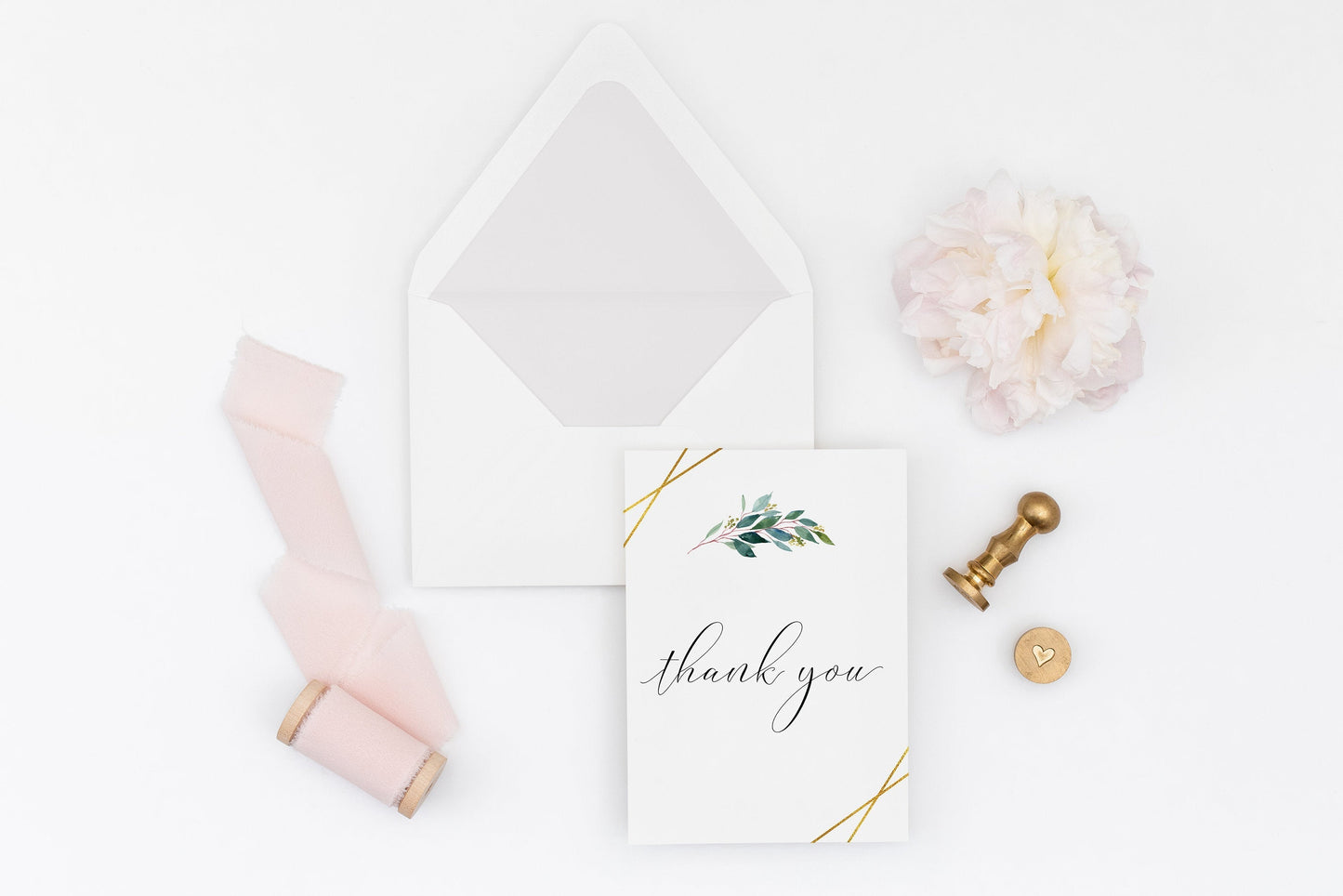 Geometric Wedding Thank You Card Instant Download Thank you Cards Printable Thank You Wedding Cards Greenery Gold - TARA TAGS | TY | INSERTS SAVVY PAPER CO