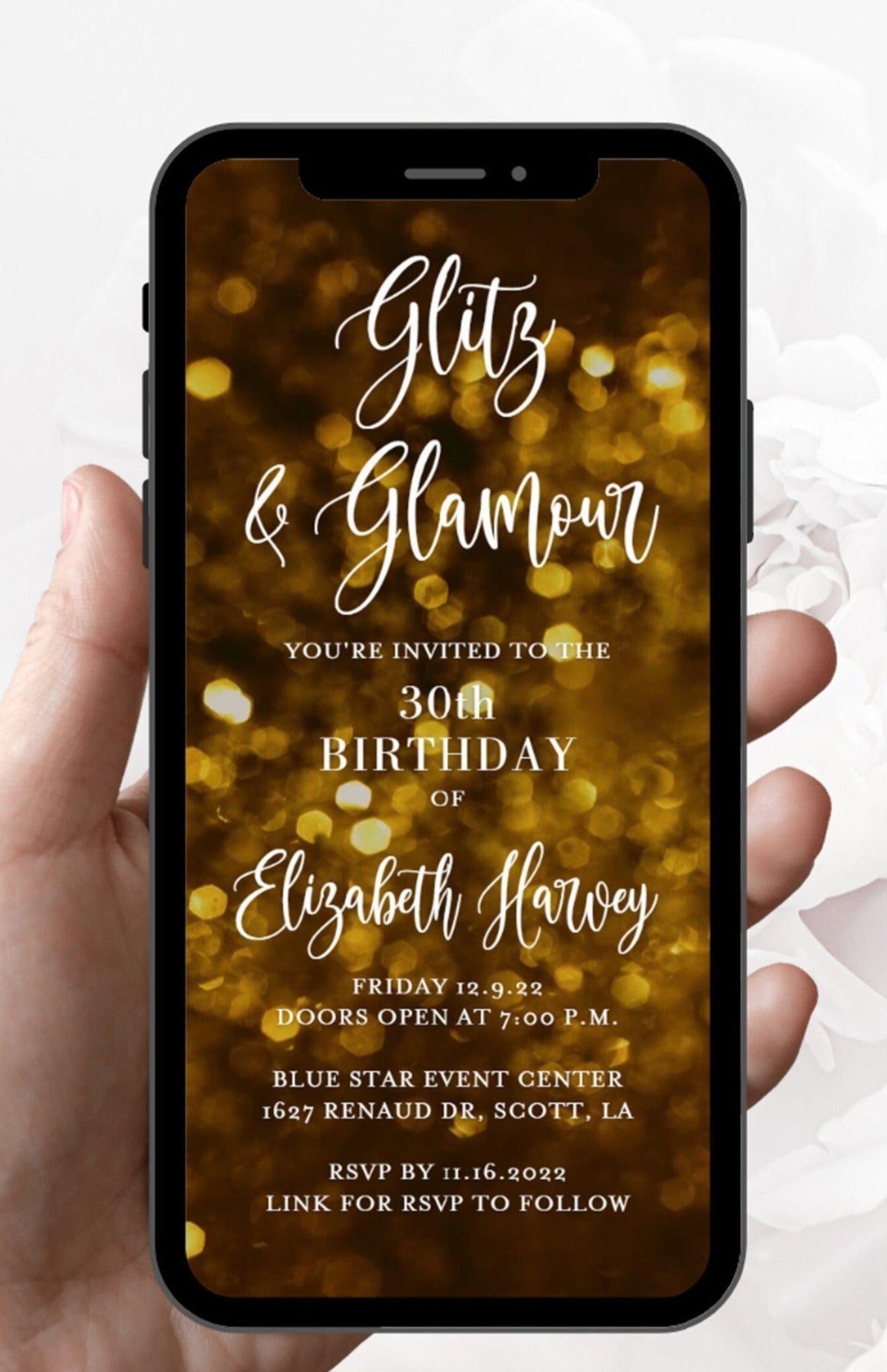 Glamour Electronic Wedding Invitation edit in canva, Wedding Mobile Invite, Digital Engagement Party Video Invitations, Instant Download  SAVVY PAPER CO